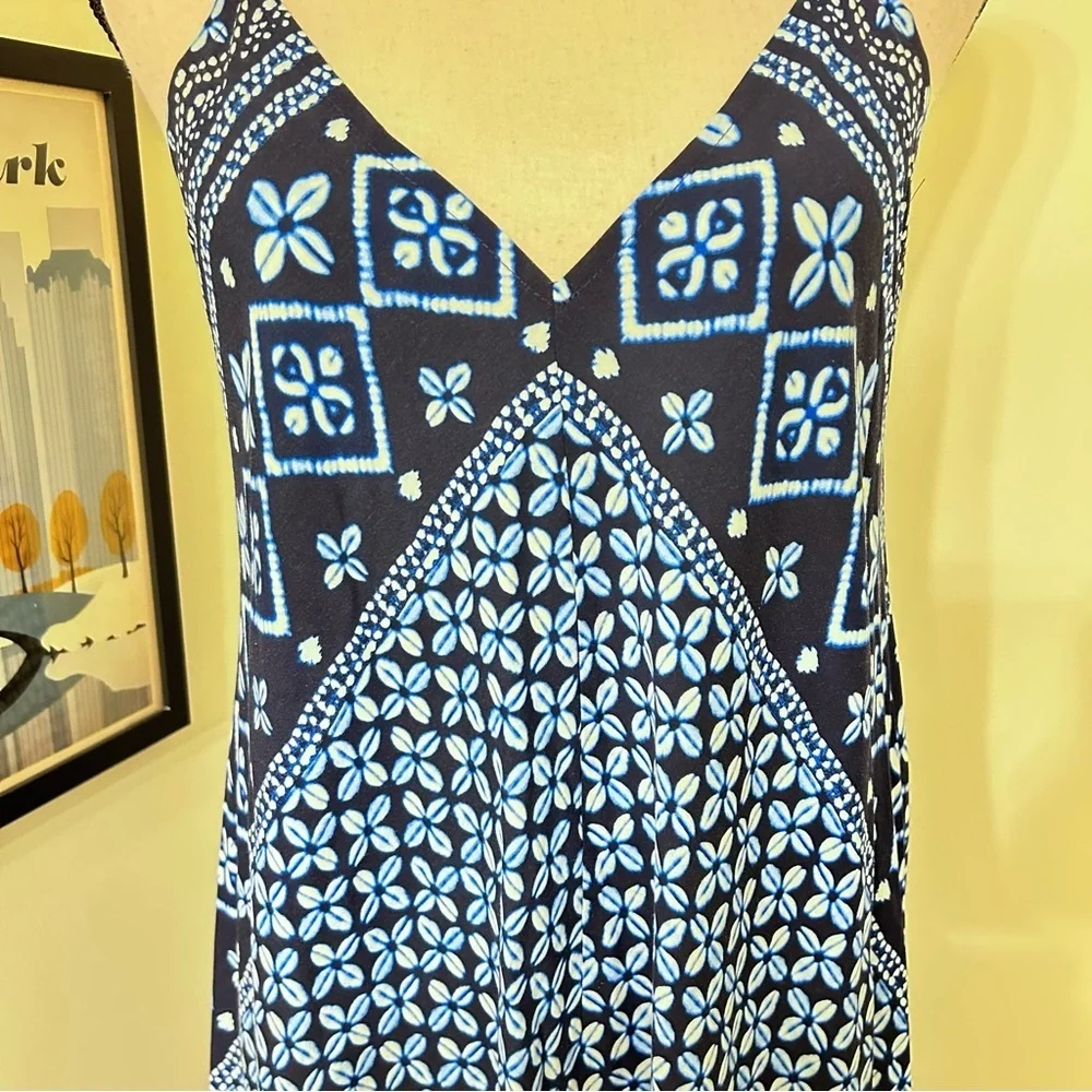 Tommy Bahama Blue & White Print Spaghetti Strap Sundress | Rayon Maxi SZ S/M - Picture 4 of 5